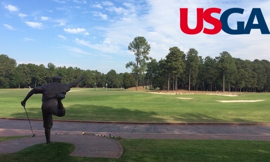 The iconic statue of Payne Stewart looks out at Pinehurst No. 2