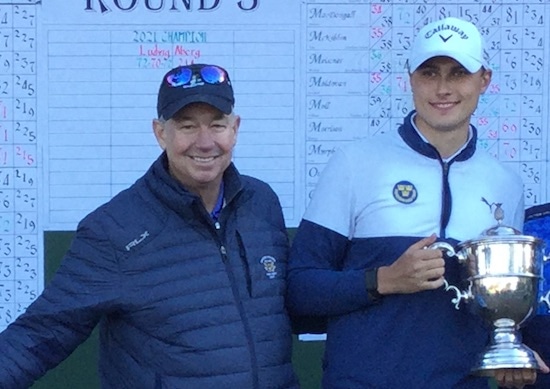 Nathaniel Crosby with Jones Cup winner Ludvig Aberg at the Jones Cup<br> (Kevin Price for AmateurGolf.com)