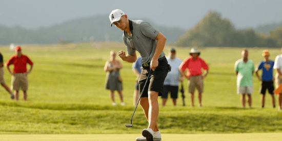 No. 64 seed David Nyfjall defeated the stroke-play medalist in the morning and was battling Ricky Castillo in the Round of 32. (Chris Keane/USGA)