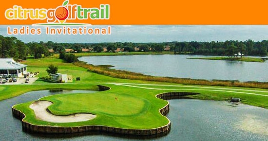 The island finishing hole at Sun 'N Lake Golf Club