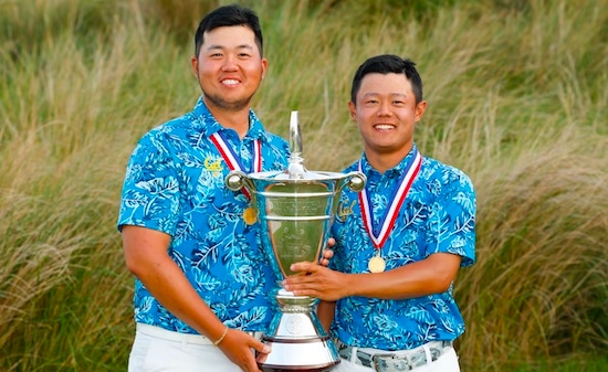 U.S. Four-Ball champions Sampson Zheng (left) and Aaron Du (USGA)