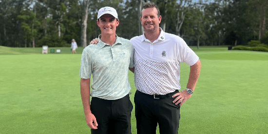 Declan O’Donovan with his caddy Allan Wilson (Avondale Golf photo)