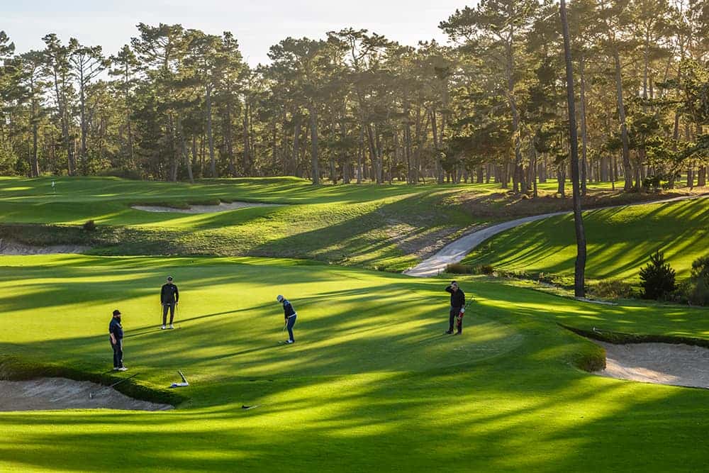Golfers play the fairway at Poppy Hills Golf Club during the Northern California Senior Championship at Pebble Beach.