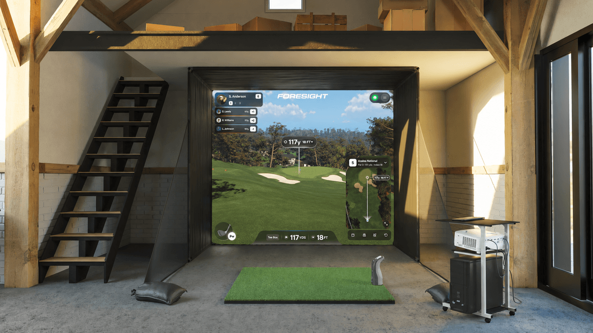 Foresight SIM IN A BOX home golf simulator with GC3 launch monitor, enclosure and impact screen