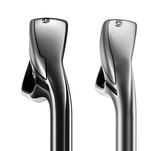 The XR Pro iron (right) 
has less offset and narrower sole width