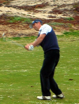 - Dave Capel hits a knock-down  wedge on Saturday