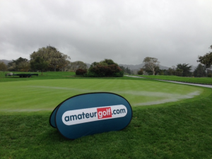 The Del Monte practice green was flooded Sunday morning