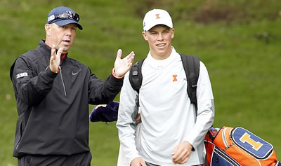 From left: Illinois head coach Mike Small and freshman Nick Hardy <br>(Courtesy of Illinois Athletics )