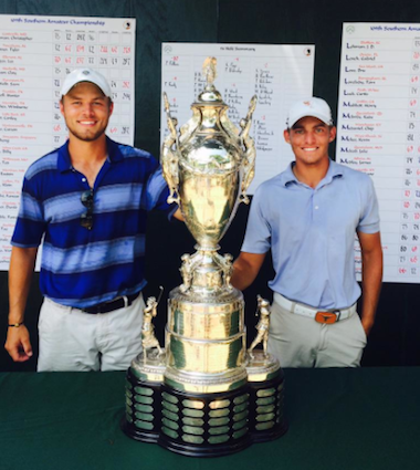 Taylor Funk (right) fired 69 on Saturday for the victory