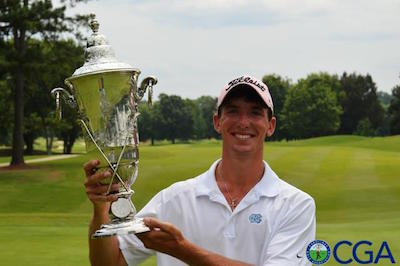 Carter Jenkins with his Carolinas Am trophy<br>Courtesy CGA