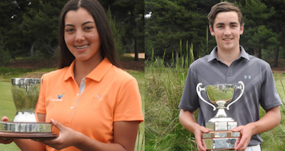 Stephanie Bunque and Lachlan Barker win their divisions in the<br> South Australia Amateur<br>Golf Australia photos