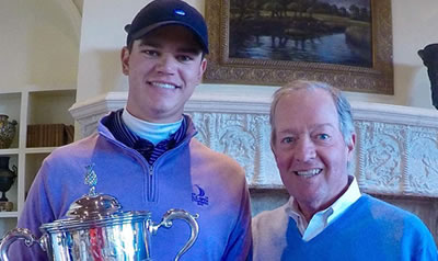 Jones Cup winner Beau Hossler, with Bill Jones<br>of Sea Island Company (Jones Cup photo)