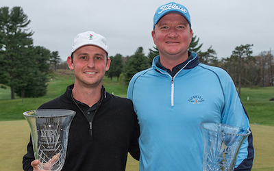 (L-R) Herb Aikens and Matt Parziale with Massachusetts Four-Ball trophy <br>(MGA Photo)</br>