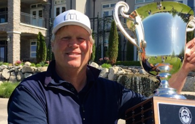 Dana Nelson hoists Utah Senior Match Play trophy <br>(Utah Golf Association)</br>
