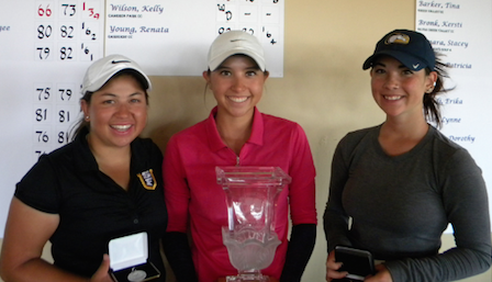 Winner Camille Orito (middle) and runner-up finishers <br>Emily Laskin (L) and Samantha Hutchison (R)</br> (NCGA Photo)</br>