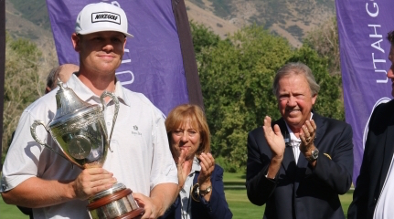 Patrick Fishburn with Utah State Amateur trophy <br>(UGA Photo)</br>