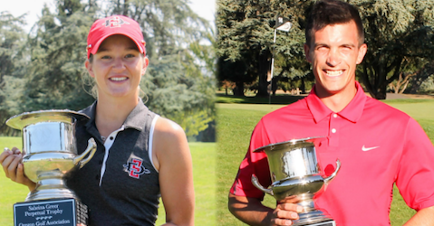 Haleigh Krause (L) and Calvin Green (R) with Oregon Public Link trophies <br>(OGA Photo)</br>