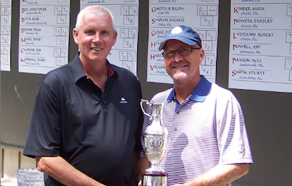 Tim Hume and Kelly Gosse after 2015 Florida Mid-Senior North Four-Ball win <br>(FSGA Photo)