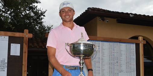 Josh Irving is all smiles after overcoming a six-stroke deficit <br>(TXGA Photo)