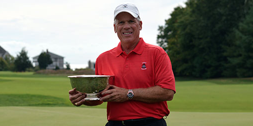 David Szewczul holds his third Connecticut Senior Amateur trophy <br>(CSGA Photo)