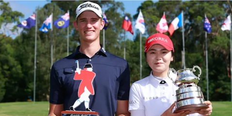 Australian Avondale winners Joshua Armstrong (L) and Gayoung Lee (R) <br>(Golf Australia Photo)
