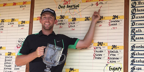 Austin Sipe put his name on the Ohio Amateur Trophy<br>(Mike Hartsock photo)
