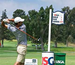 Stewart Hagestad Teeing off on the 9th at Riviera