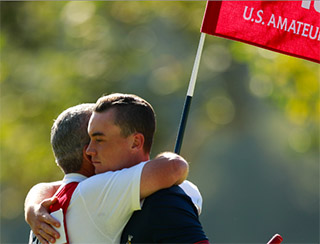 Theo Humphrey and his father/caddie Tom