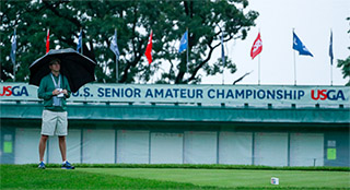 Rain hung around much of the day Saturday (USGA photo)