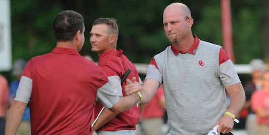 Ryan Hybl (R) led Oklahoma to the NCAA Championship in June <br>(Golf Coaches Association of America Photo)