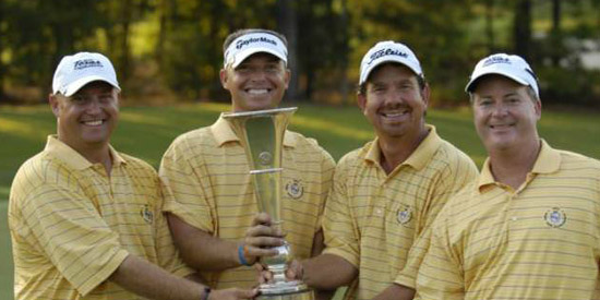 Jonathan Mathias, Trip Kuehne, and Terrence Miskell with<br>Malcolm Holland of the Texas Golf Association (USGA photo)
