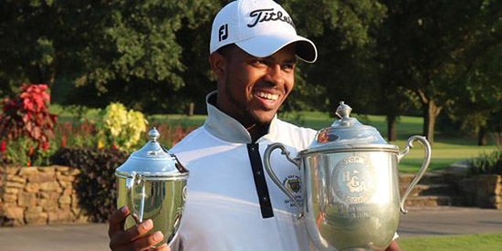 Devaughn Robinson was all smiles after winning the Houston City Am<br>(HGA photo)