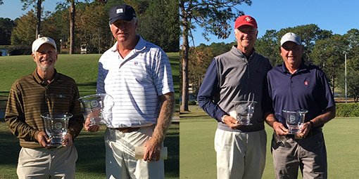 Doug Hanzel and Jack Hall (L), with Super Senior<br>winners Allan Small and Larry Clark (GSGA photo)