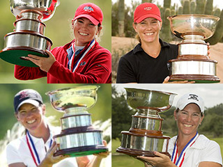 Meghan Stasi with the U.S. Women's Mid-Amateur Trophy