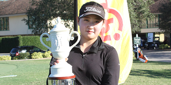 Katie Yoo lost a four-shot lead in two holes, but rebounded to win by 3<br>(Orlando International Amateur photo)