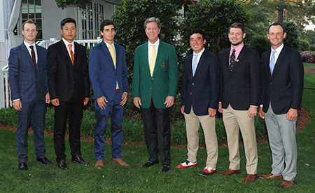 Fred Ridley with the six Masters amateurs