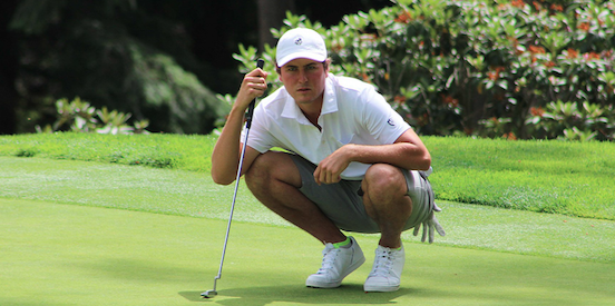 Cole Madey lines up a putt during Wednesday's final round <br>(PNGA photo) 