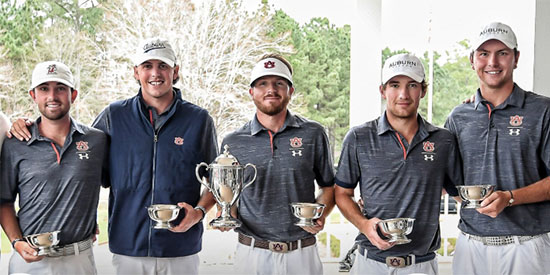 Brandon Mancheno (2nd from right) and the victorious Auburn Tigers (Auburn photo)