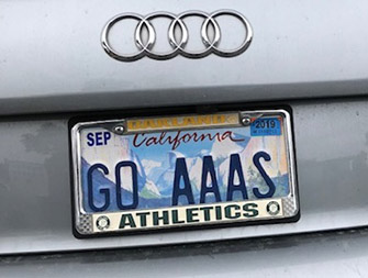 George Kelley's 'Go AAAs license plate