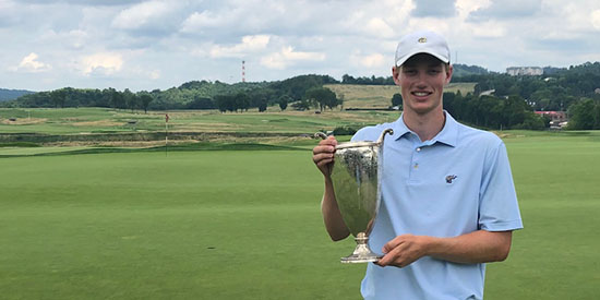 Connor Schmidt with the W.C. Fownes Jr. Trophy (WPGA photo)