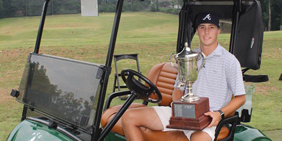 Eli Scott with his Atlanta Open trophy (Georgia PGA/Twitter photo)