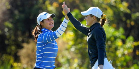 Gina Kim (left) and Emilia Migliaccio were two of the last five players added to the 2021 USA Curtis Cup Team. (Scott Halleran/USGA)