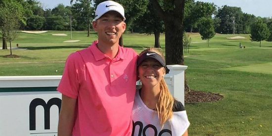 Newlyweds Hunter (left) and Michelle Parrish (nee Butler)<BR> are competing in concurrent USGA Mid-Amateur championships this week.