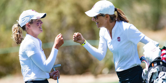 Rachel Heck (L) and Stanford head coach Anne Walker. (Stanford Athletics)