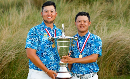 U.S. Four-Ball champions Sampson Zheng (left) and Aaron Du (USGA)