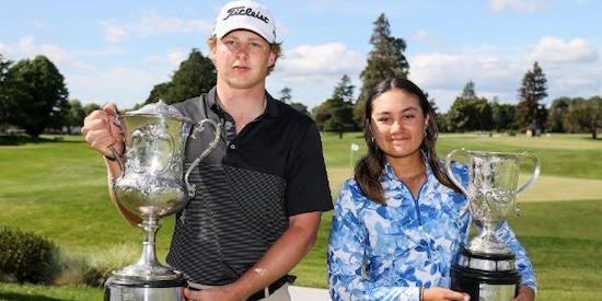 Sebastian May (Left) and Faith Vui (Golf NZ Photo)